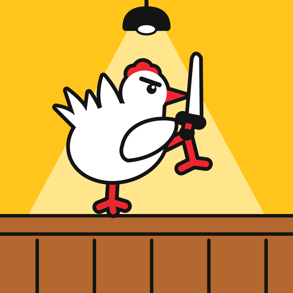 Chicken kicking a bar